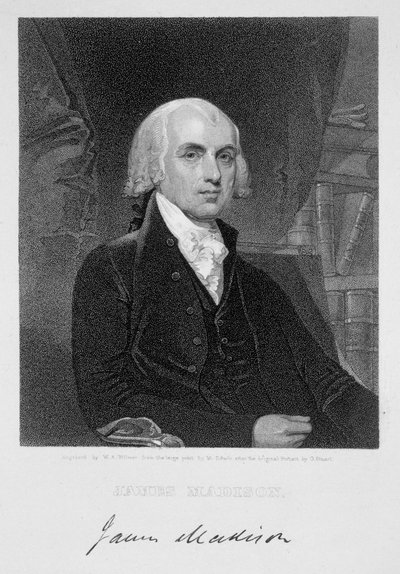 Portrait of James Madison, engraved by William A. Wilmer after the print by David Edwin by Gilbert Stuart